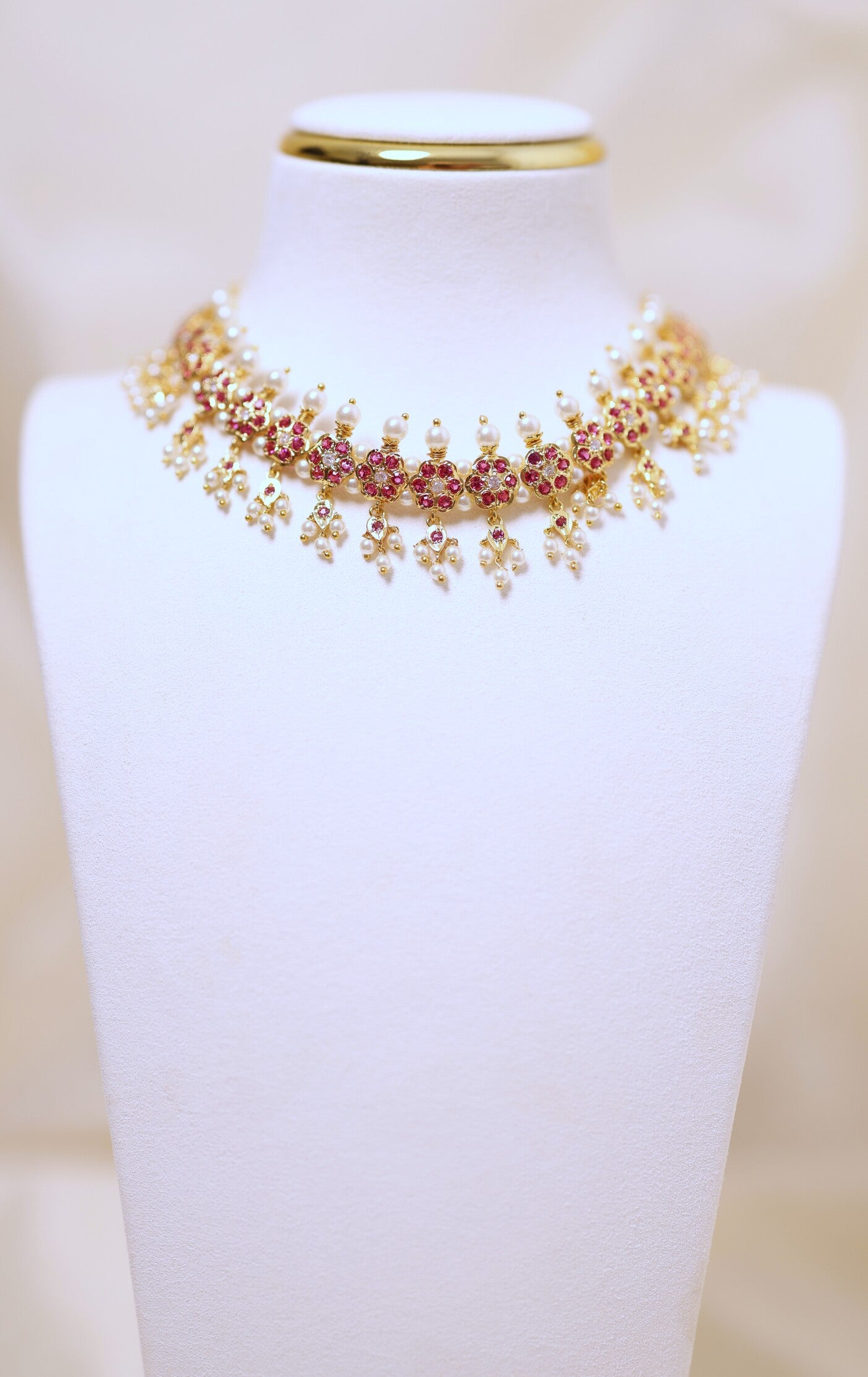Pearl Ruby Chinchpeti Choker