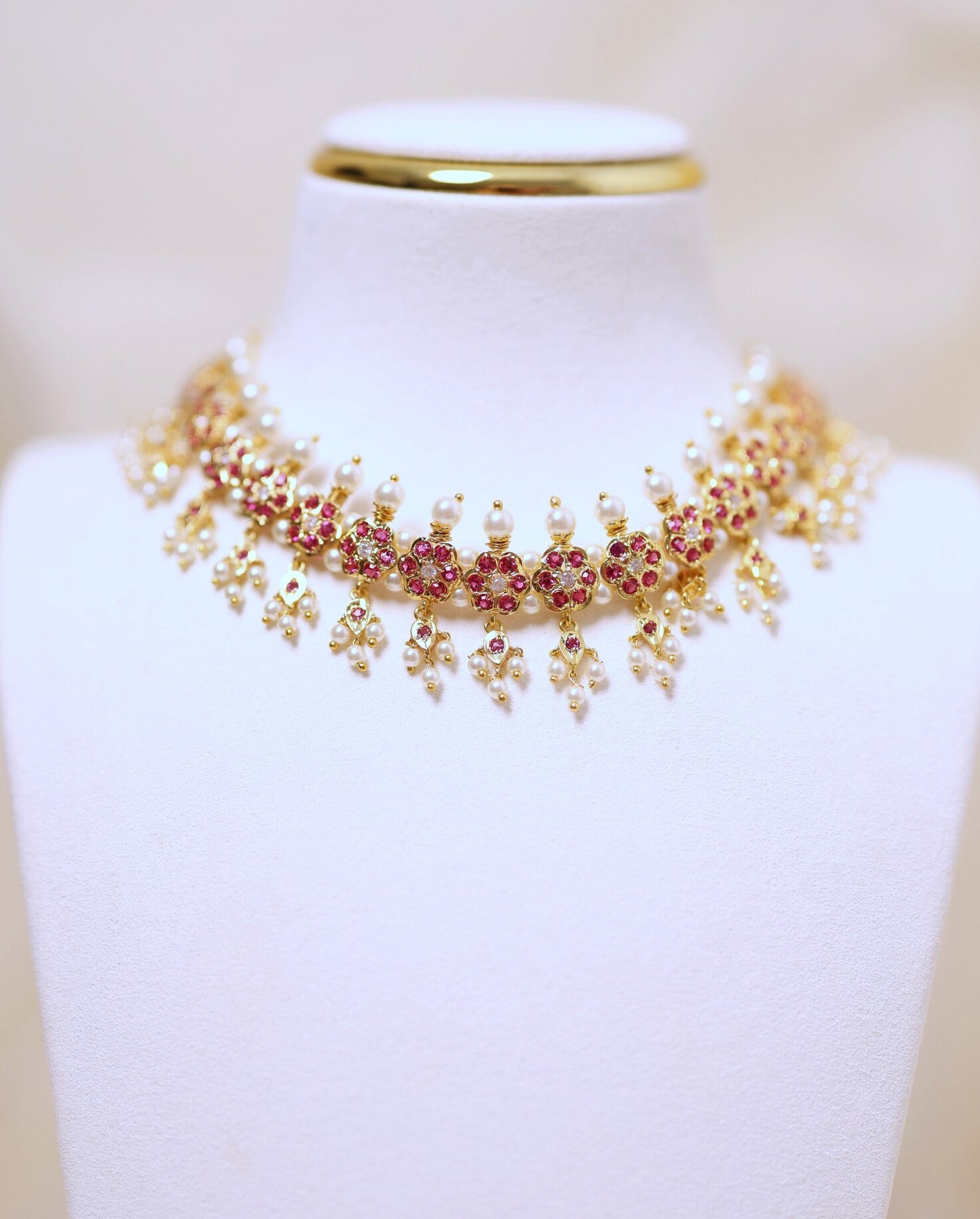 Pearl Ruby Chinchpeti Choker
