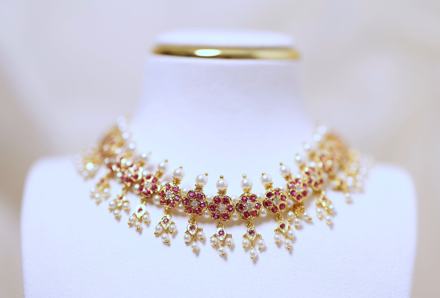 Pearl Ruby Chinchpeti Choker