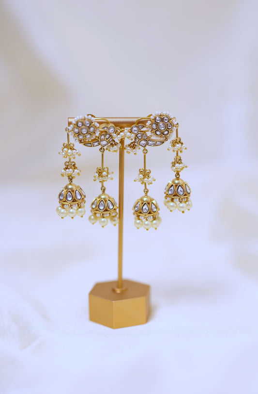 Laila Pearl Double Gold Plated Jhumka