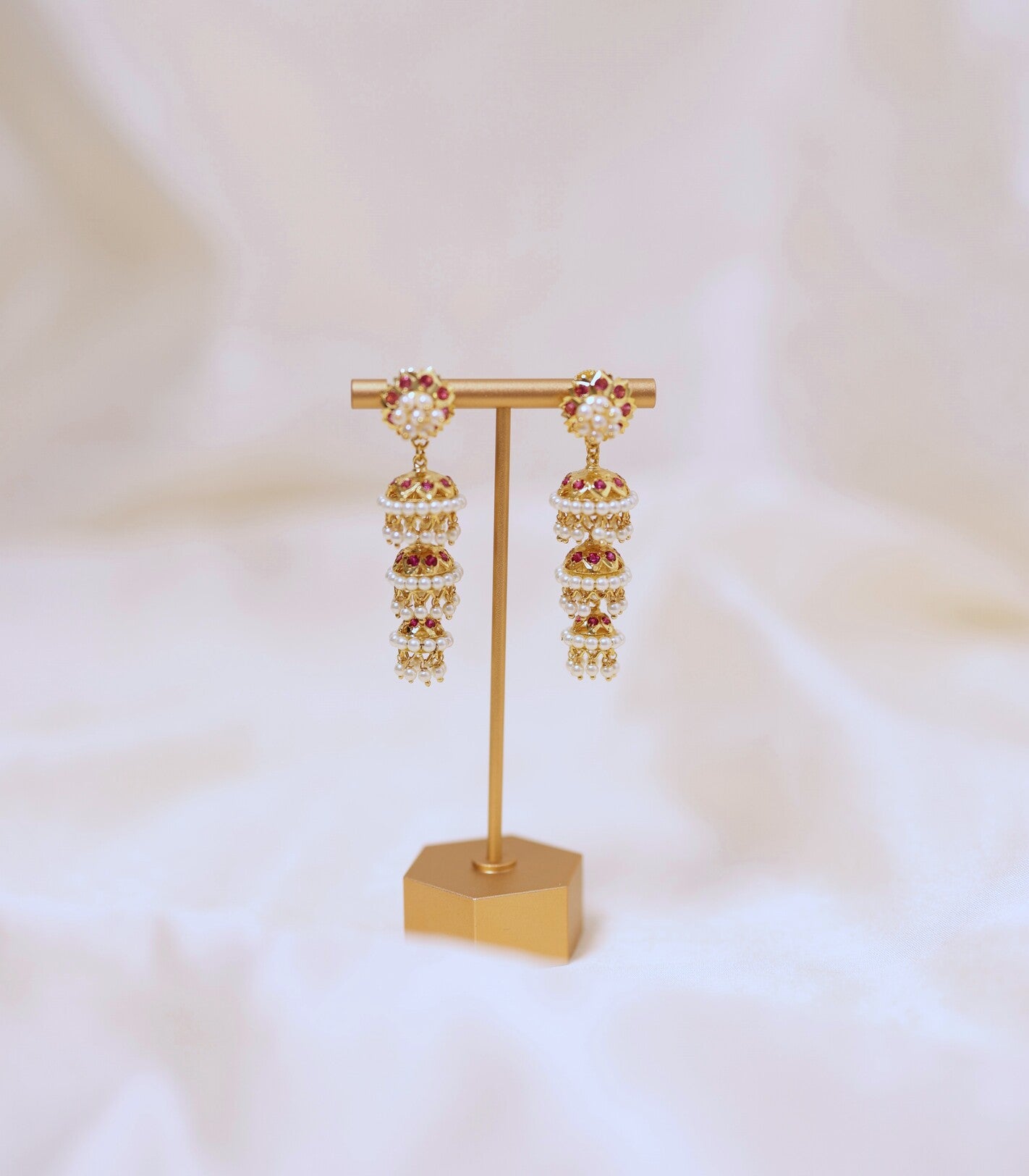 Pearl Triple Layer Jhumka