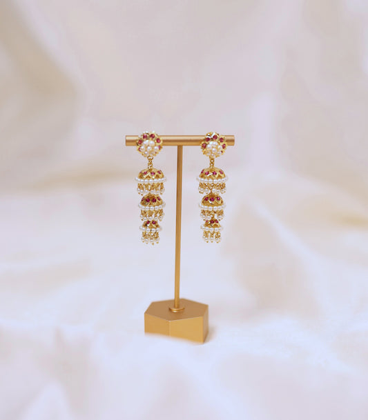 Pearl Triple Layer Jhumka