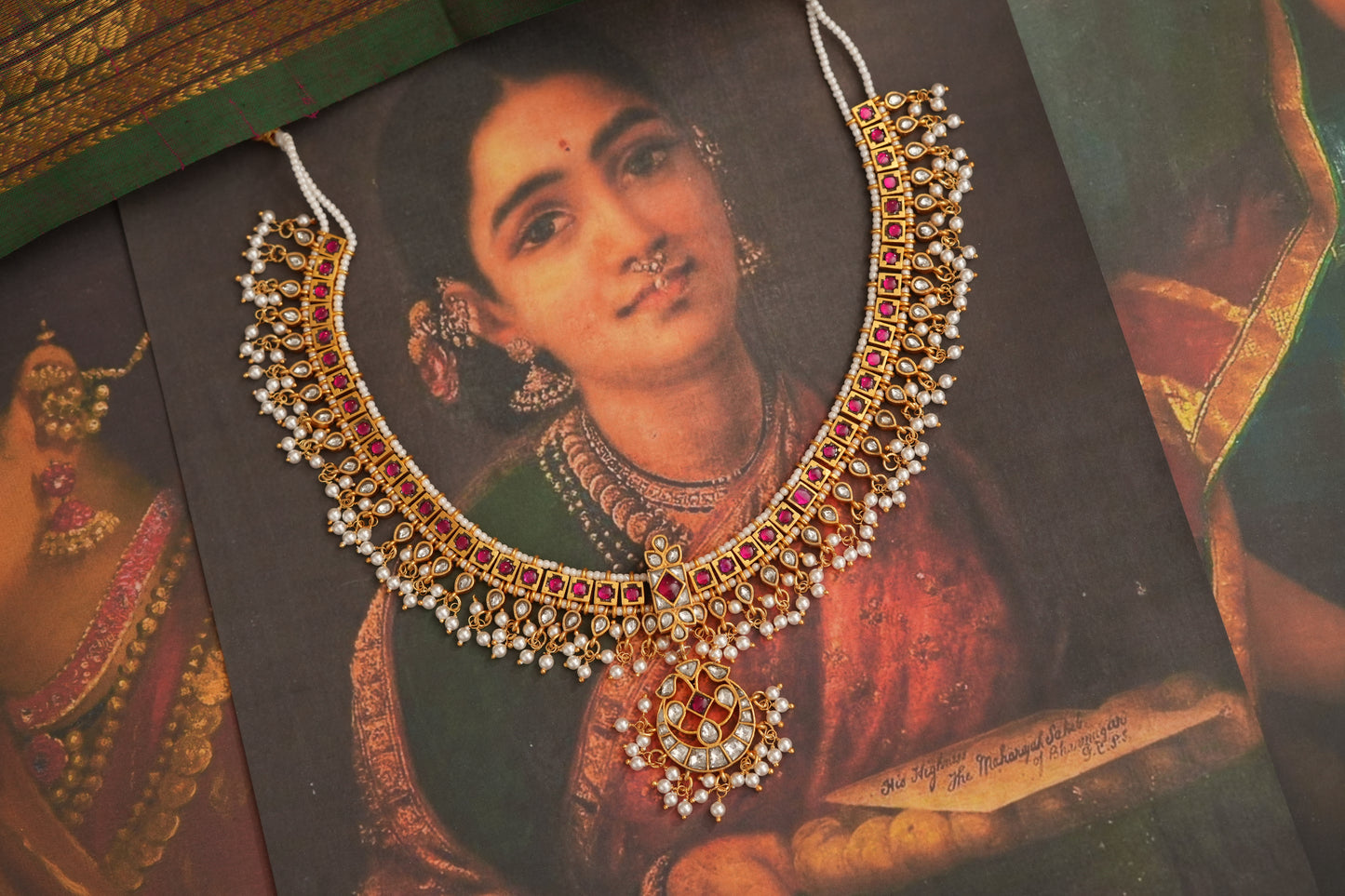 Jodha Necklace 92.5 Silver With Gold Plating